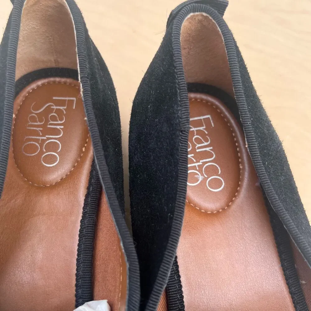 Franco Sarto Women's JEELA Black Slipper Leather Low Heel Slip On Shoes Used 9
